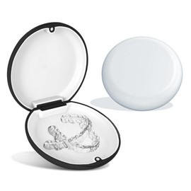 Denture Container, Pack of 2 Braces Box, Denture Box, Braces Box, Prosthesis Box, Dental Splint Box for Storing Braces or Dental Splints (Black White)