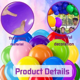 LUKIUP Pack of 100 Colourful Balloons, Colourful Balloons, 12 Inch Rainbow Balloons, Colourful Party Decoration, Suitable for Birthdays, Wedding, Valentine's Day, Graduation, Communion Theme Party