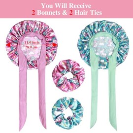 Heniho Gorros Satén Coleteros Niños Bonitos Pelo Niñas Cabello Rizado Que Duermen Lindo Pony Rosa Azul