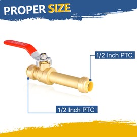 GUOFIS 1/2 Inch Slip Ball Valve,Push Shut-off Ball Valve,Plumbing Fittings to Connect PEX, Copper, CPVC, PE-RT, With A Disconnect Clip(Pack of 10)