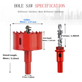 SagaSave 40mm M42 HSS Bi-Metal Hole Saw, Hole Opener Drill Bit with Positive Data Teeth for Metal, Wood, Iron, Aluminium, Drywall, Pipe, Plastic, Fiberboard