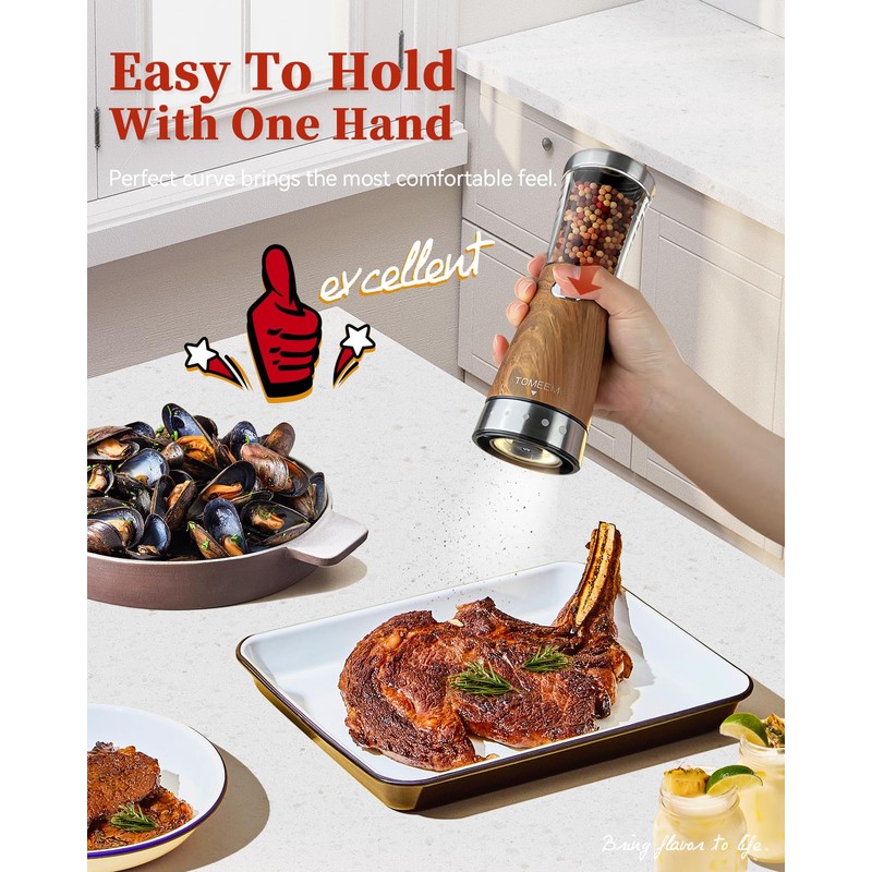 Electric Salt and Pepper Grinder Set with Storage Base, Stainless
