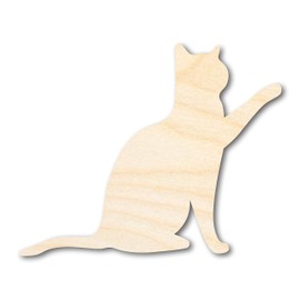 Unfinished Wood Pawing Cat Shape | Craft Cutout | up to 36" DIY 6" / 1/8"