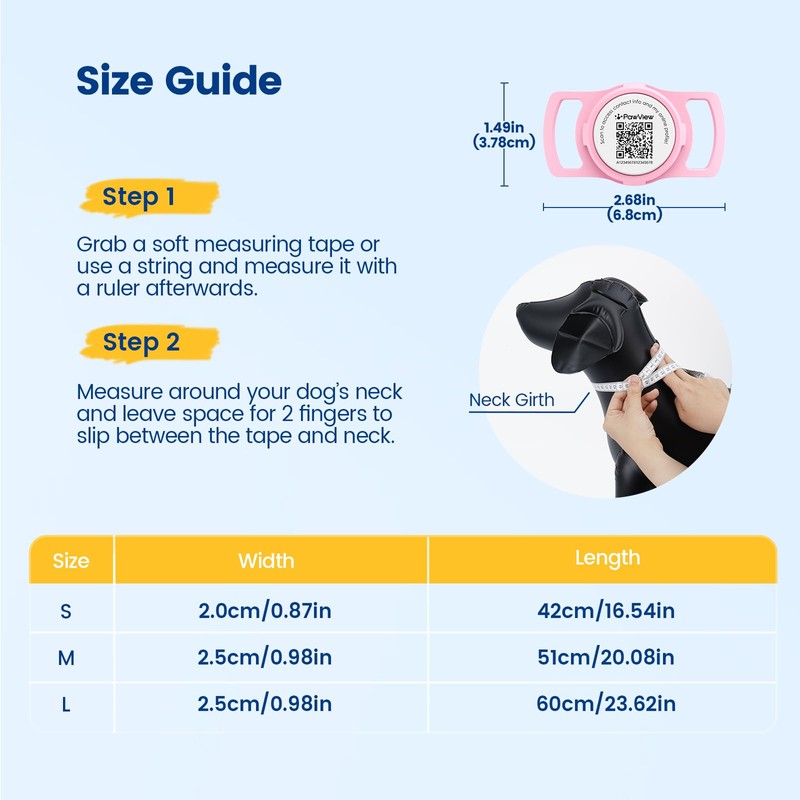 PawView Leather Padded Dog Collar & Smart AirTag Holder- Soft