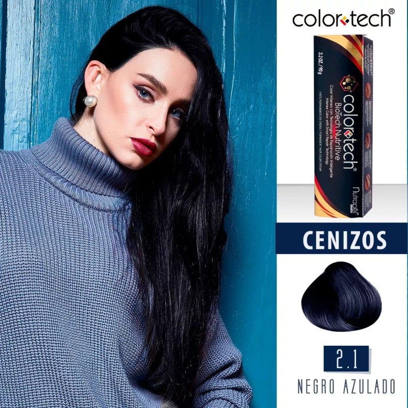 Nutrapel Color Tech Tinte Profesional Tono 2.1 Negro Azulado Tubo