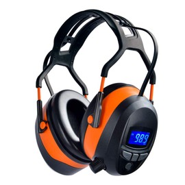 GARDTECH Ear Defenders, Noise Cancelling Headphones with Bluetooth MP3 FM Radio, NRR 29dB Safety Ear Muffs with LCD Display and 4GB Built-in SD Card for Adults & Garden Work (Orange)