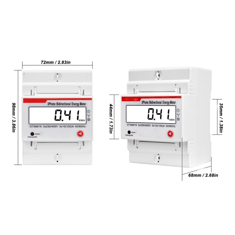 DIN Rail 3 Phase 4 Wire Energy Meter Multifunctional LCD