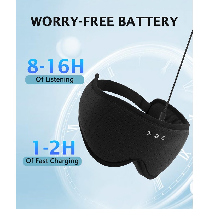 Sleep Headphones Bluetooth 5.4 3D Sleep Mask, up to 15-Hour