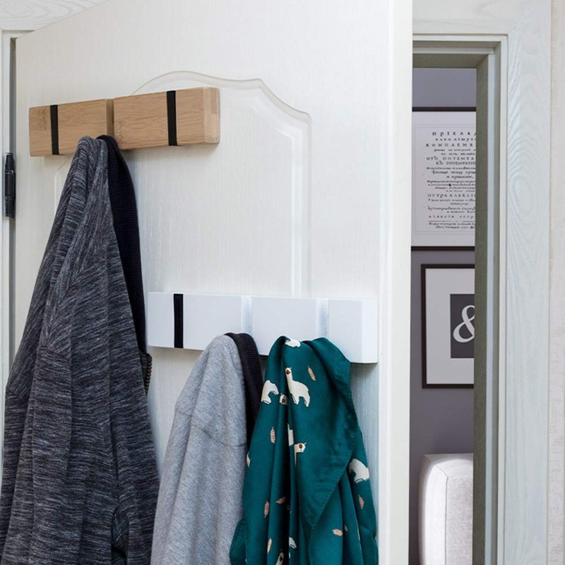 YunNasi Bamboo Coat Rack with Foldable Hooks Wall Coat Rack
