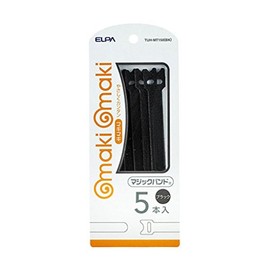 ELPA TUH-MT150(BK) Magic Band, Cable Tie, Total Length: 5.9 inches (151 mm), Width: 0.6 inches (14 mm), Black
