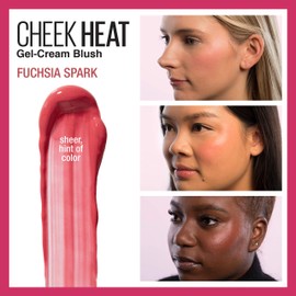 Maybelline Cheek Heat Gel-Cream Blush Makeup, Lightweight, Breathable Feel, Sheer Flush Of Color, Natural-Looking, Dewy Finish, Oil-Free, Fuchsia Spark, 1 Count