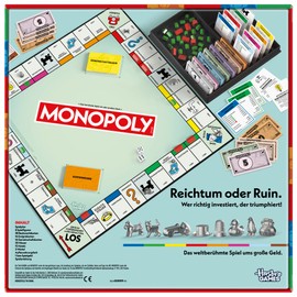 Monopoly Board Game with Storage Compartment and Larger Toy Figures - German Version