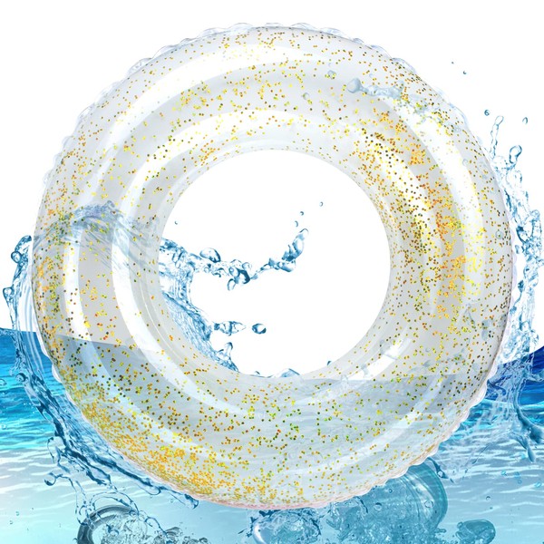 Hymaz Swimming Ring for Kids, Swimming Ring, Pool, Water Play, Thick, Portable, Convenient, Strong Buoyancy, Leak-Resistant, Cute, Float, For Children 6-9 Years, For Summer Days, Travel, Leisure (Glitter)