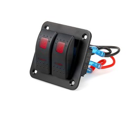WANGCL Aluminum- 12v/24v Control Panel 2 Position ON/OFF Toggle Switch Waterproof Rocker Switch Panel with Red LED Light for Car RV Caravans Trailers Boat