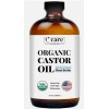 Castor Oil 100% Pure Organic Cold Pressed Unrefined Glass Bottle 32 Oz