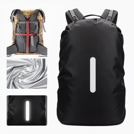 Lammcou Rain Cover for Backpacks, School Bags, Waterproof Backpack Cover, Rain Cape, Rain Covers with Reflectors & Cross Buckle Straps for Hiking, Camping, Cycling (1, Black, M: 30-40L)