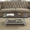 Roundhill Furniture Athens Contemporary Wood Shelf Coffee Table, Weathered Walnut