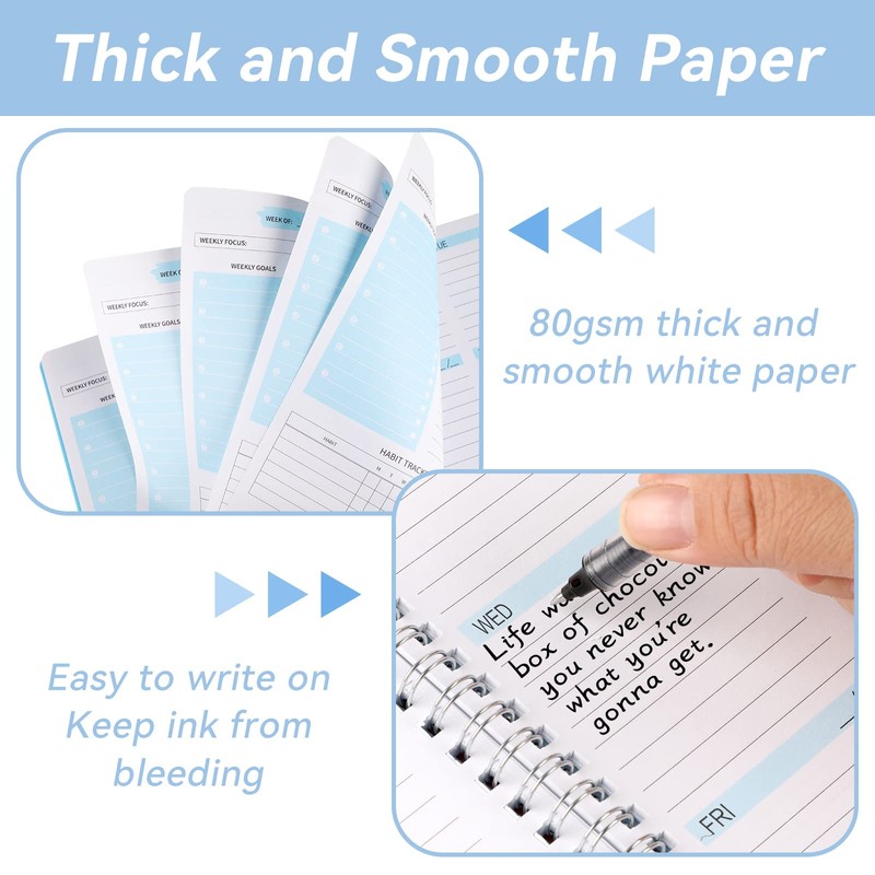 Weekly Planner Undated, To Do List Notebook, A5 Daily Planner