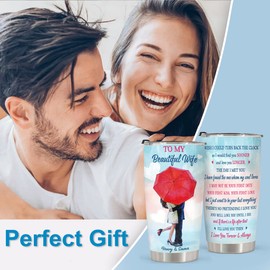Fastpeace Gifts for Couples, Valentine Stainless Steel Tumbler 20oz, Gifts for Boyfriend & Girlfriend, Husband & Wife Couple Gifts (To my beautiful wife)