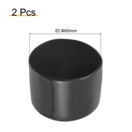 sourcing map 2pcs 60mm(2 3/8") Rubber End Caps, Round Vinyl Plug Insert Plastic End Caps for Tubing, Fence, Pipe Post, Furniture, Railing, Dark Gray