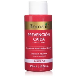 Biometik, Shampoo Prevención Caída, Fortalece el cabello, Extracto de Trébol rojo y Ginseng, 450 ml