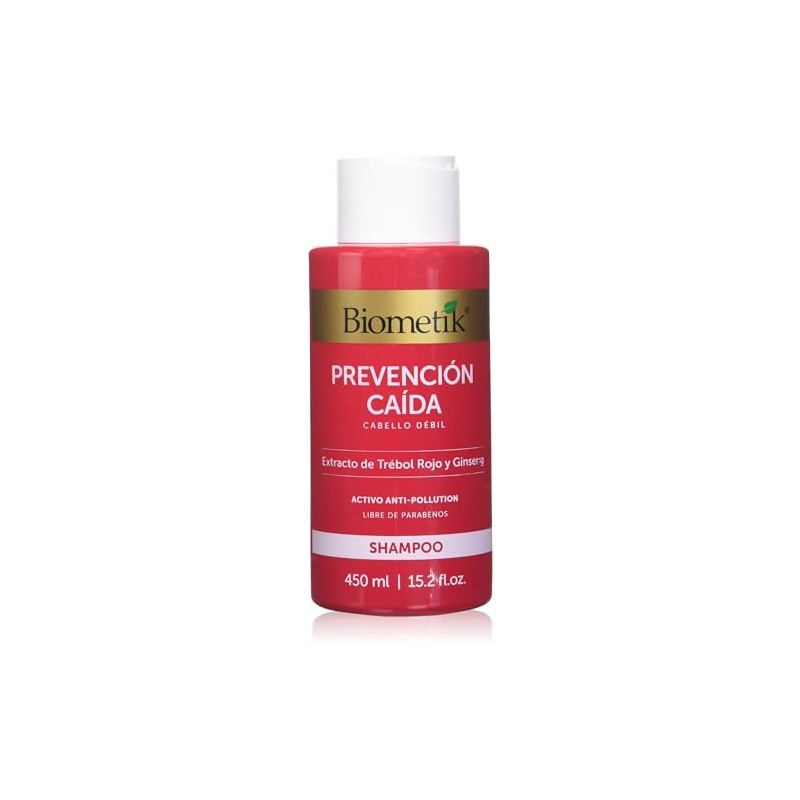 Biometik, Shampoo Prevención Caída, Fortalece el cabello, Extracto de Trébol