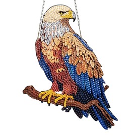 Auremi Eagle Diamond Art Hanging Sign Kits, 5D Animal Diamond Painting Pendant for Adults Crystal Art Window Ornaments Kits Crystal Suncatchers Pendant Gem Art for Garden Wall Decor