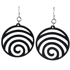 Wave laser-cut wood earrings sustainable eco-jewelry CHOOSE COLOR #1054 (Black Satin)