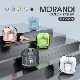 Sonicefit In-Ear Wireless Earbuds, Bluetooth 5.3 Wireless Headphones with ENC Noise Cancel Translucent Earphones, Ergonomic Dual Stereo Microphone Mini Headset with Charging Case & LED Display (Black)