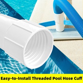 1-1/2" Pool Vacuum Hose Cuff 2 Pack Threaded Swimming Pool Hose End Replacement,Spiral Pools Hoses Connector,Connect Vacuum Head Threaded Cuff Made of Highly Durable ABS Plastic