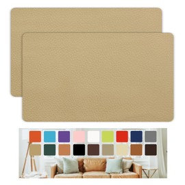 Self Adhesive Leather Repair Patch, Khaki Vinyl Repair Patch Kit for Car Seat, 8×12 Inch Sofa Leather Repair Patch Furniture for Couch, Handbag, Kitchen Stools, Cabinets, Wall 2 Pcs