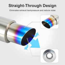 Ready Ship Exhaust Muffler, Stainless Steel Exhaust Tip 15" Length 3" Inlet 4" Outlet Universal for Car Sedan SUV Truck VehiclesSize: 15" Length 3" Inlet 4" Outlet, Color: Chrome