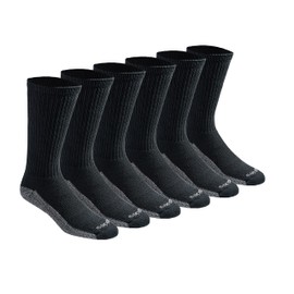 Dickies Men's Dri-tech Original Moisture Control Crew Socks Multipack, Black (6 Pairs), Shoe Size: 6-12, Pack of 6