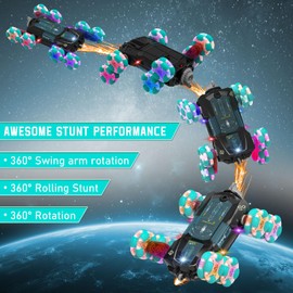 SAUFTTI Gesture RC Cars, Hand Controlled Stunt Car for 6-12 yr Boys Girls, 2.4GHz Gesture Sensor Remote Control Cars, 4WD RC Twist Car with Light Music for Kids Birthday Xmas Gift Blue