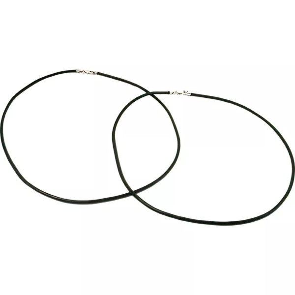FindingKing 2 Black Leather Cord Necklaces 16" Sterling Silver Clasps