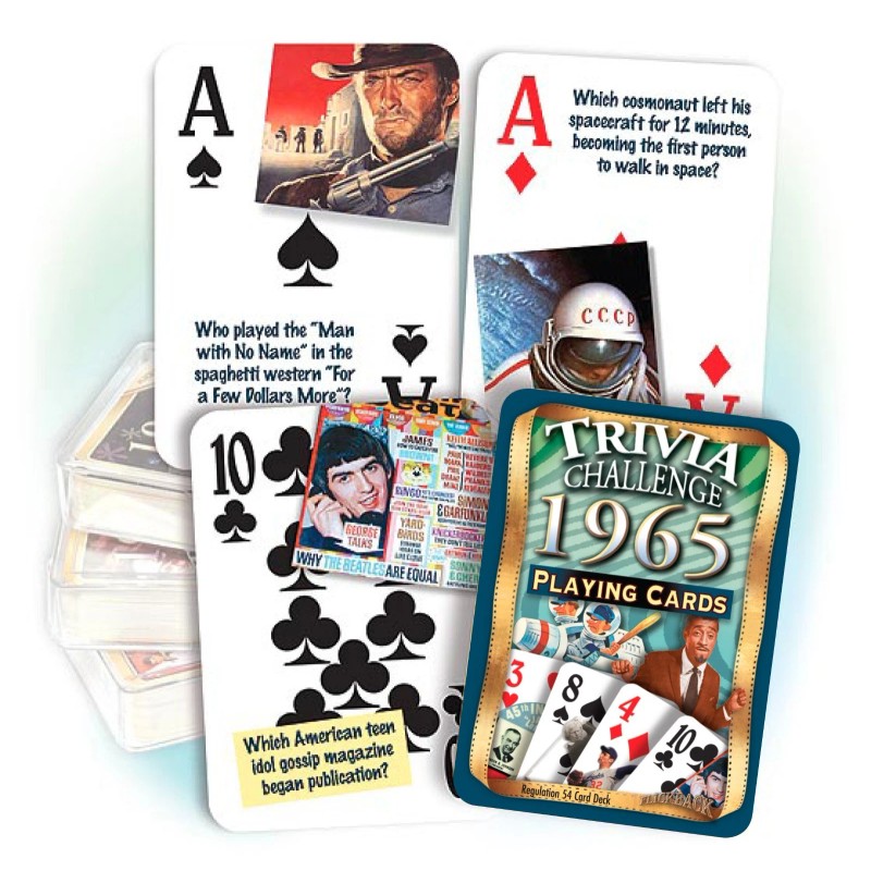 Flickback 1965 Trivia Playing Cards: 55th Birthday or Anniversary Gift