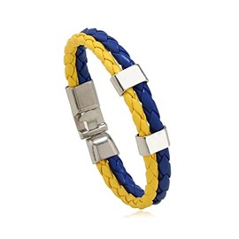 FORUBUS Ukraine Woven Leather Bracelet, Flag Coloring Bracelet for Women Men, National Rope Wristband Jewelry-leather