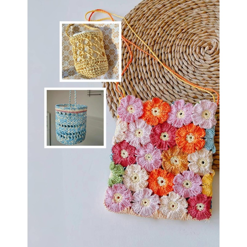 Raffia Yarn, Soft Raffia Yarn for Crochet，328ft，Smooth Raffia for Hand