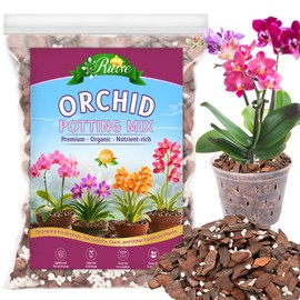 Riare 6QT Orchid Potting Mix, Natural Orchid Bark Potting Mix Soil Medium with Pine Bark and Perlite, Premium Orchid Repotting Kit for Phalaenopsis Dendrobiums, Enhanced Drainage & Root Expansion