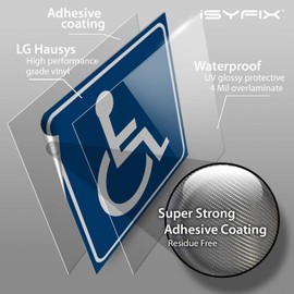 iSYFIX Handicap Signs Stickers Decal Symbol - 4 pack, 6x6 inch - ADA Compliant - Disable Wheelchair Sign, Disability Sticker, Premium Self-Adhesive Vinyl, Laminated, Indoor & Outdoor | iSYFIX
