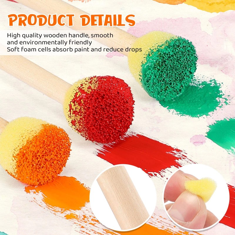 Sabary 100 Pc Round Sponges Foam Brush Set Sponge Brushes