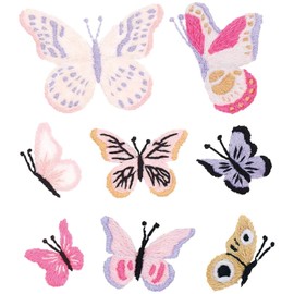Rico Design Stick & Stitch Pack - Embroidery Set Spring with Embroidery Hoop, Needle, Yarn and Fabric for Creative DIY Projects Butterflies