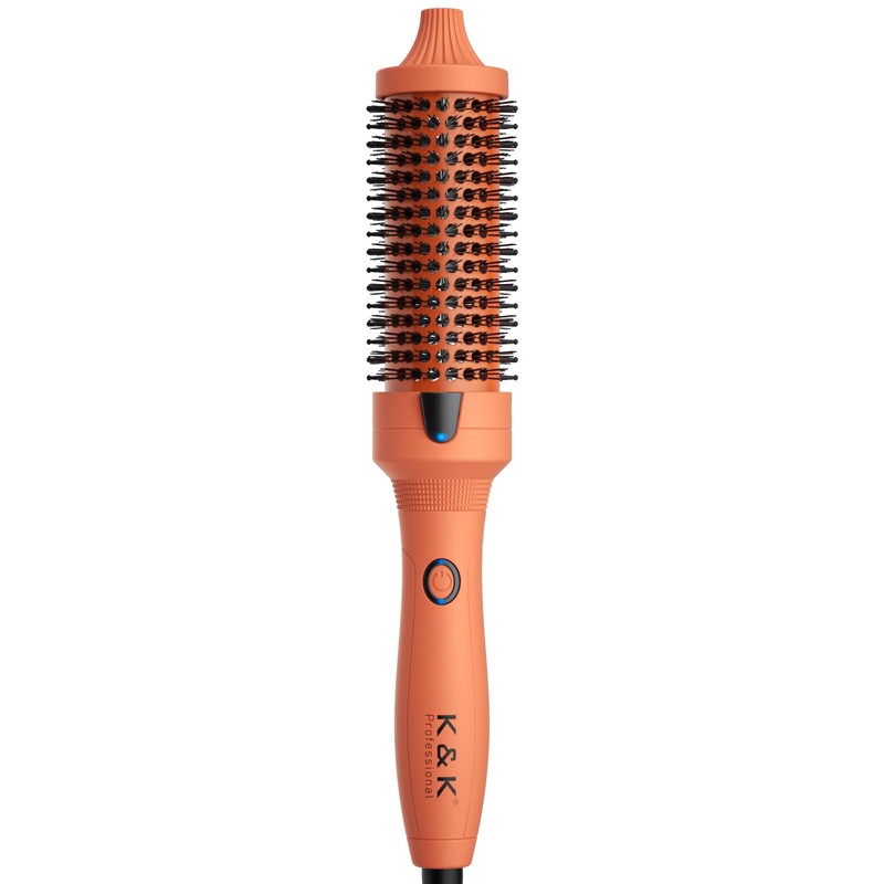 K&K Cepillo térmico redondo de 3,8 cm con cabezal desmontable,