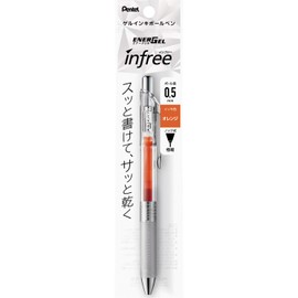 Pentel XBLN75TL-F Gel Ballpoint Pen, ENERGEL Infree, 0.5mm, Orange