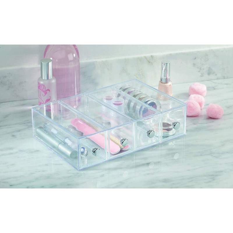 InterDesign Clarity 4 Drawer Flip Tower, Clear