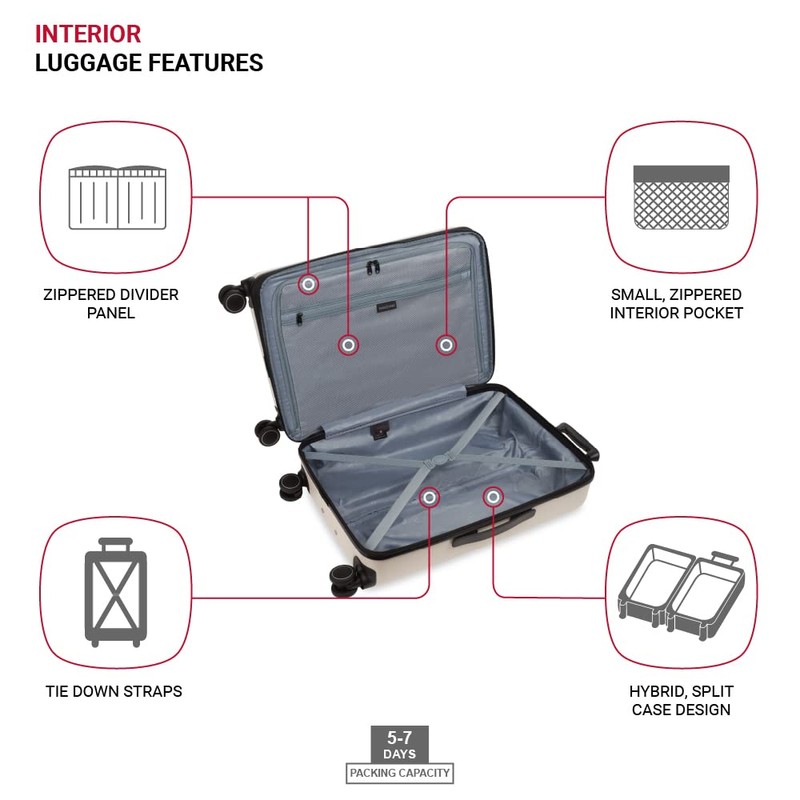 SwissGear Eclipse Hardside Expandable Luggage with Spinner Wheels, Medium Checked,