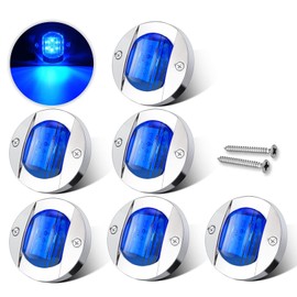 AOXLFU 6Pack Blue DC12V 6 LED 3 Inch IP68 Waterproof Side Marker Light Navigation Lights Round Marine Boat Interior Lights Marine Boat Yacht Transom Anchor Stern Lights