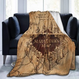 PaMeet Throw Blanket, Luxury Cozy Fleece Blanket, Warm Super Soft Comfort Caring 60" x 80", Marauders Map