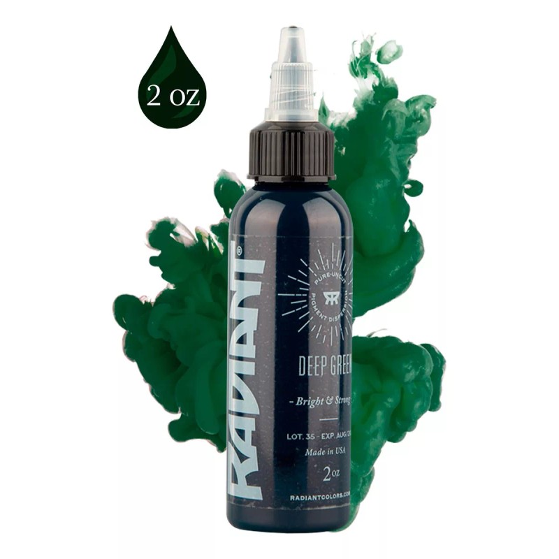 RADIANT COLORS Tinta Profesional Para Tatuar Radiant Deep Green 2oz