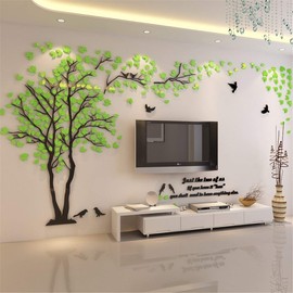 3D DIY Tree Wall Sticker Large Family Bird and Tree Wall Decal Art Mural Stickers Home Decor for Living Room Bedroom Home Decoration TV Backdrop Wall